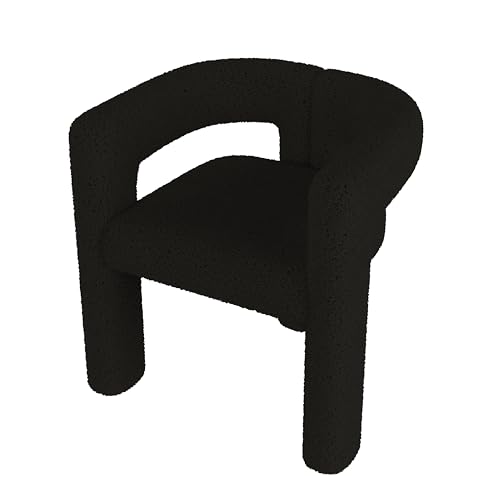 LVHOM 1er Set Esszimmerstühle mit Armlehne - Hochwertiger Schwarz Teddy-Stoff | Premium Küchenstühle für Esszimmer, Wohnzimmer & Schlafzimmer | Ergonomisch (bis 160kg) & Einfache Montage von LVHOM
