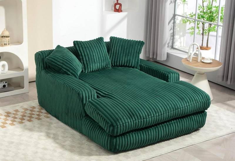 LVHOM Polsterliege 155x125x63cm Schlafsofa mit 3 extra Kissen, Bequem, Relax, Modern (Luxuriöses Bodensofa aus weichem Kurzflor-Cord für ergonomische Unterstützung. Keine Montage erforderlich, ideal als Gästebett oder für Entspannung im Wohnzimmer, Büro. Belastbar bis 150kg, Kein Holzrahmen, Kompakt geliefert, auspacken & platzieren), Hochdichter Bruchschaum für ultimative Bequemlichkeit von LVHOM
