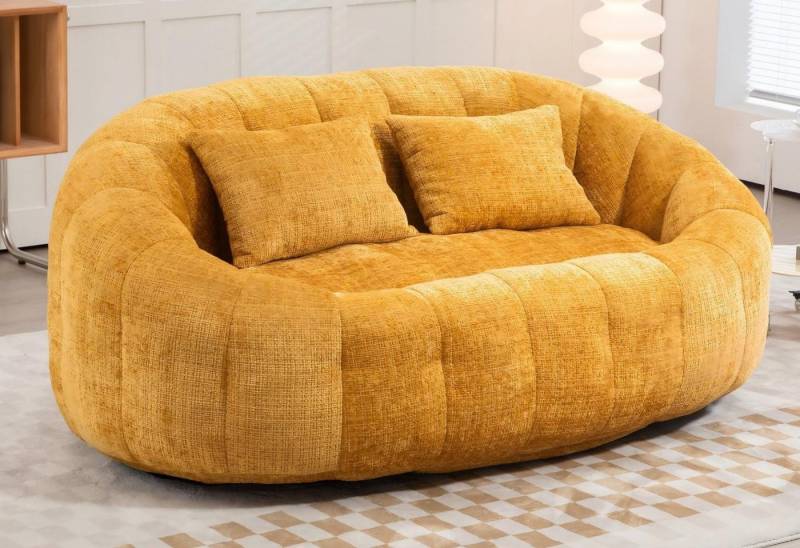 LVHOM Sitzsack 145x95x63cm XXL Lounge-Sofa: Komfort für Zwei mit 2 extra Nackenkissen (Chenille Komprimiertes Doppelsitzer-Sofa. Ideal für Wohnzimmer, Home-Office oder Kinderspielbereich. Perfekt zum Relaxen, Arbeiten oder Movie Nights. Montagefrei, Skelettfrei für ortho-Anpassung, Hochelastischer Memory-Schaum (druckentlastend), Atmungsaktive Bezüge), Selbstaufrichtend – Sofortnutzung nach dem Auspacken von LVHOM