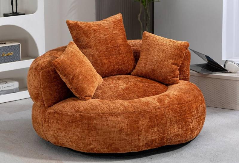 LVHOM Sitzsack 108x108x52cm Chenille Premium Sofa mit 3 extra Kopfkissen (Kuschelig & Atmungsaktiv, Einzelsitzer-Lounge, komplett komprimiert geliefert. Perfekt für Ruhe, Lesen, Gaming & Nickerchen. Ideal für Wohnzimmer, Schlafzimmer, Spielzimmer & Office, Belastbar bis 150kg. Nettogew. 20,5kg), Memory Foam Split, Selbstaufrichtung <3 Tage, Maximaler Liegekomfort von LVHOM