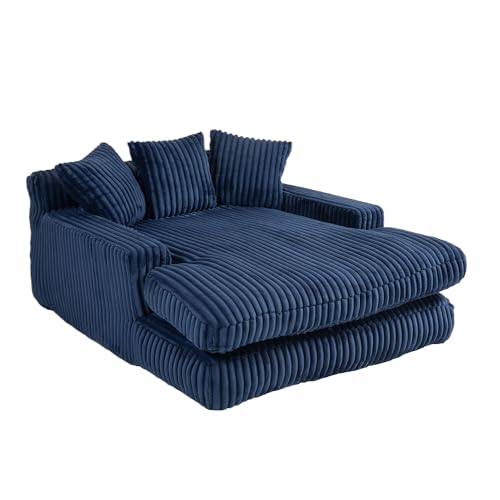 LVHON Premium Relaxsessel mit 3 Weichen Kissen, Bequemes Cord Blau Chaiselongue Sofa für Wohnzimmer, Schlafzimmer & kleine Räume LVHON Premium Relaxsessel mit 3 Weichen Kissen, Bequemes Cord Blau Chaiselongue Sofa für Wohnzimmer, Schlafzimmer & kleine Räume von LVHOM