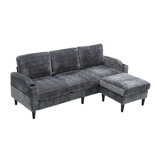 LVHOM 4 Sitzer Chenille Sofa L Form, Grau Lounge Sofa mit Getränkehalter, Seitentaschen, Ottomane mit Stauraum, Geeignet für Wohnzimmer, Wohnung, Büro LVHOM 4 Sitzer Chenille Sofa L Form, Grau Lounge Sofa mit Getränkehalter, Seitentaschen, Ottomane mit Stauraum, Geeignet für Wohnzimmer, Wohnung, Büro von LVHOM