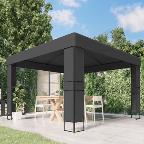 Event Pavillon mit Doppeldach, Pergola für Partys, Treffen, Grillabende, Campingplätze, Hoher UV- Schutz, 300 x 300 x 273 cm, Stahl, Stoff (100% Polyester) von LVHUIDEH