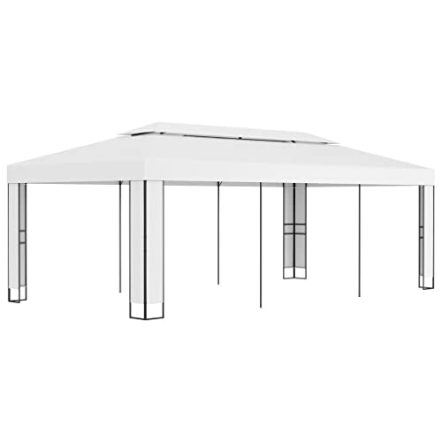 Event Pavillon mit Doppeldach, Pergola für Partys, Treffen, Grillabende, Campingplätze, Hoher UV- Schutz, 600 x 300 x 273 cm, Stahl, Stoff (100% Polyester) von LVHUIDEH