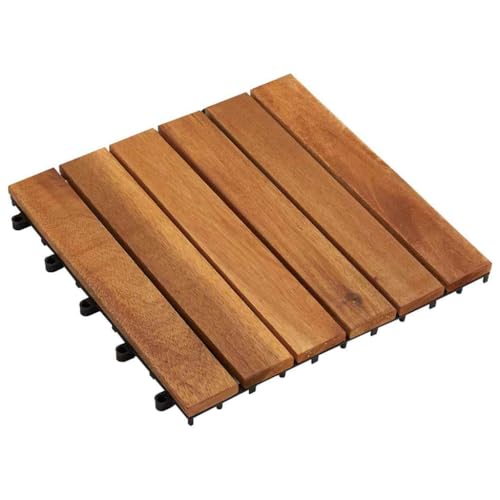 Fliese für Garten Swimmingpool Teich Terrasse Innenhof Balkon, Terrassenfliese, Keramikfliesen, Bodenfliesen, Set of 10, Einfache Montage, 30 x 30 x 2.4 cm, Akazien-Hartholz Fliese für Garten Swimmingpool Teich Terrasse Innenhof Balkon, Terrassenfliese, Keramikfliesen, Bodenfliesen, Set of 10, Einfache Montage, 30 x 30 x 2.4 cm, Akazien-Hartholz von LVHUIDEH