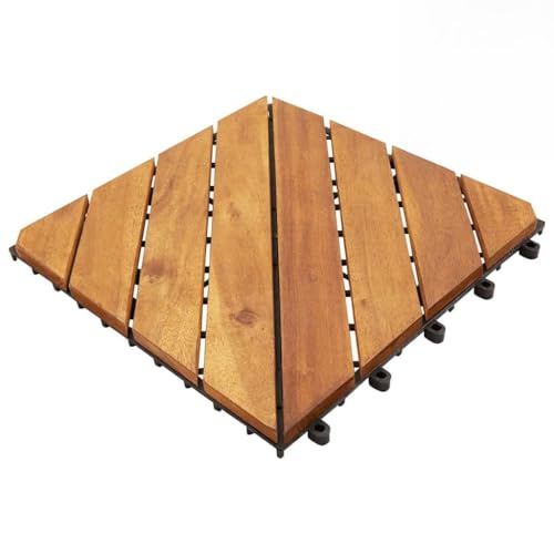 Fliese für Garten Swimmingpool Teich Terrasse Innenhof Balkon, Terrassenfliese, Keramikfliesen, Bodenfliesen, Set of 10, Einfache Montage, 30 x 30 x 2.4 cm, Akazien-Hartholz Fliese für Garten Swimmingpool Teich Terrasse Innenhof Balkon, Terrassenfliese, Keramikfliesen, Bodenfliesen, Set of 10, Einfache Montage, 30 x 30 x 2.4 cm, Akazien-Hartholz von LVHUIDEH