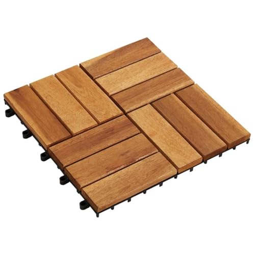 Fliese für Garten Swimmingpool Teich Terrasse Innenhof Balkon, Terrassenfliese, Keramikfliesen, Bodenfliesen, Set of 10, Einfache Montage, 30 x 30 x 2.4 cm, Akazien-Hartholz Fliese für Garten Swimmingpool Teich Terrasse Innenhof Balkon, Terrassenfliese, Keramikfliesen, Bodenfliesen, Set of 10, Einfache Montage, 30 x 30 x 2.4 cm, Akazien-Hartholz von LVHUIDEH