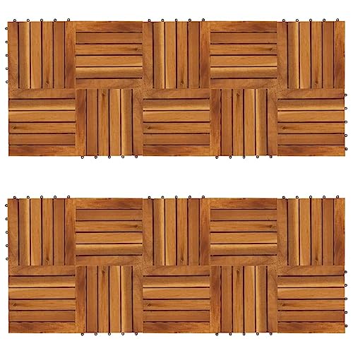 Fliese für Garten Swimmingpool Teich Terrasse Innenhof Balkon, Terrassenfliese, Keramikfliesen, Bodenfliesen, Set of 20, Einfache Montage, 30 x 30 x 2.4 cm, Akazien-Hartholz Fliese für Garten Swimmingpool Teich Terrasse Innenhof Balkon, Terrassenfliese, Keramikfliesen, Bodenfliesen, Set of 20, Einfache Montage, 30 x 30 x 2.4 cm, Akazien-Hartholz von LVHUIDEH