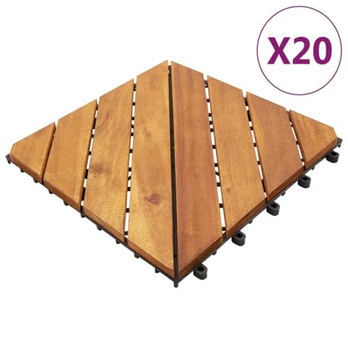 Fliese für Garten Swimmingpool Teich Terrasse Innenhof Balkon, Terrassenfliese, Keramikfliesen, Bodenfliesen, Set of 20, Einfache Montage, 30 x 30 x 2.4 cm, Akazien-Hartholz Fliese für Garten Swimmingpool Teich Terrasse Innenhof Balkon, Terrassenfliese, Keramikfliesen, Bodenfliesen, Set of 20, Einfache Montage, 30 x 30 x 2.4 cm, Akazien-Hartholz von LVHUIDEH