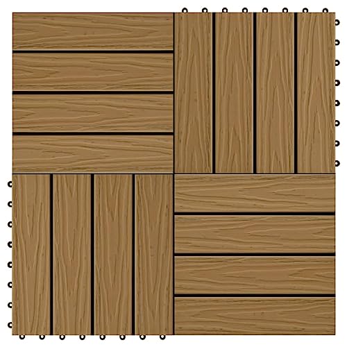 Fliese für Garten Swimmingpool Teich Terrasse Innenhof Balkon, Terrassenfliese, Keramikfliesen, Bodenfliesen mit Entwässerungssystem, Set of 11, 30 x 30 x 2.4 cm, WPC Fliese für Garten Swimmingpool Teich Terrasse Innenhof Balkon, Terrassenfliese, Keramikfliesen, Bodenfliesen mit Entwässerungssystem, Set of 11, 30 x 30 x 2.4 cm, WPC von LVHUIDEH