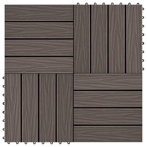 Fliese für Garten Swimmingpool Teich Terrasse Innenhof Balkon, Terrassenfliese, Keramikfliesen, Bodenfliesen mit Entwässerungssystem, Set of 11, 30 x 30 x 2.4 cm, WPC Fliese für Garten Swimmingpool Teich Terrasse Innenhof Balkon, Terrassenfliese, Keramikfliesen, Bodenfliesen mit Entwässerungssystem, Set of 11, 30 x 30 x 2.4 cm, WPC von LVHUIDEH