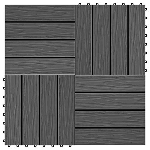 Fliese für Garten Swimmingpool Teich Terrasse Innenhof Balkon, Terrassenfliese, Keramikfliesen, Bodenfliesen mit Entwässerungssystem, Set of 11, 30 x 30 x 2.4 cm, WPC Fliese für Garten Swimmingpool Teich Terrasse Innenhof Balkon, Terrassenfliese, Keramikfliesen, Bodenfliesen mit Entwässerungssystem, Set of 11, 30 x 30 x 2.4 cm, WPC von LVHUIDEH