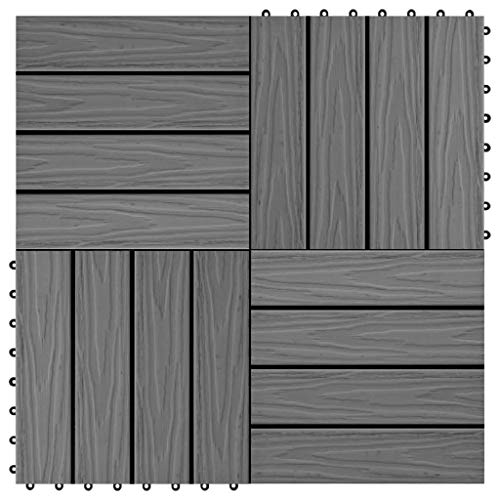 Fliese für Garten Swimmingpool Teich Terrasse Innenhof Balkon, Terrassenfliese, Keramikfliesen, Bodenfliesen mit Entwässerungssystem, Set of 11, 30 x 30 x 2.4 cm, WPC Fliese für Garten Swimmingpool Teich Terrasse Innenhof Balkon, Terrassenfliese, Keramikfliesen, Bodenfliesen mit Entwässerungssystem, Set of 11, 30 x 30 x 2.4 cm, WPC von LVHUIDEH