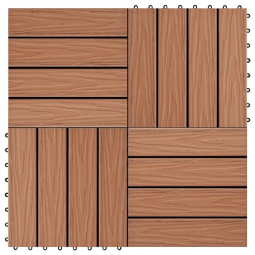 Fliese für Garten Swimmingpool Teich Terrasse Innenhof Balkon, Terrassenfliese, Keramikfliesen, Bodenfliesen mit Entwässerungssystem, Set of 11, 30 x 30 x 2.4 cm, WPC Fliese für Garten Swimmingpool Teich Terrasse Innenhof Balkon, Terrassenfliese, Keramikfliesen, Bodenfliesen mit Entwässerungssystem, Set of 11, 30 x 30 x 2.4 cm, WPC von LVHUIDEH