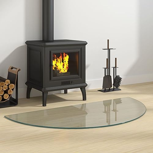 Glasplatte für Kaminofen, Kaminbodenplatte mit Dichtungslippe, Funkenschutzplatte, Tragfähigkeit 250 kg, 100 x 50 x 0.8 cm, Hartglas, Halbrund Glasplatte für Kaminofen, Kaminbodenplatte mit Dichtungslippe, Funkenschutzplatte, Tragfähigkeit 250 kg, 100 x 50 x 0.8 cm, Hartglas, Halbrund von LVHUIDEH