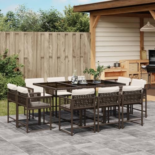 LVHUIDEH 11er Set Gartenmöbel, Garten-Essgruppe mit Kissen, Sitzgruppe, Wetterfest, Terassenmöbel für Garten Terrasse Balkon, Braun Poly Rattan LVHUIDEH 11er Set Gartenmöbel, Garten-Essgruppe mit Kissen, Sitzgruppe, Wetterfest, Terassenmöbel für Garten Terrasse Balkon, Braun Poly Rattan von LVHUIDEH