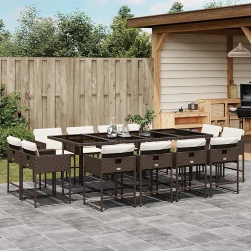 LVHUIDEH 13er Set Gartenmöbel, Garten-Essgruppe mit Kissen, Sitzgruppe, Wetterfest, Terassenmöbel für Garten Terrasse Balkon, Braun Poly Rattan LVHUIDEH 13er Set Gartenmöbel, Garten-Essgruppe mit Kissen, Sitzgruppe, Wetterfest, Terassenmöbel für Garten Terrasse Balkon, Braun Poly Rattan von LVHUIDEH