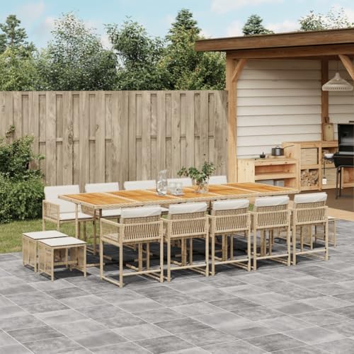 LVHUIDEH 15er Set Gartenmöbel, Garten-Essgruppe mit Kissen, Sitzgruppe, Wetterfest, Terassenmöbel für Garten Terrasse Balkon, Beige Poly Rattan LVHUIDEH 15er Set Gartenmöbel, Garten-Essgruppe mit Kissen, Sitzgruppe, Wetterfest, Terassenmöbel für Garten Terrasse Balkon, Beige Poly Rattan von LVHUIDEH
