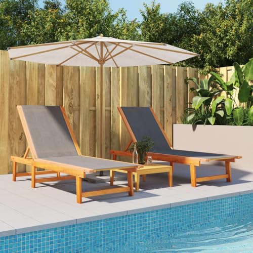 LVHUIDEH 2 Stück Gartenliegen mit Verstellbare Rückenlehne Holz Sonnenliege Relaxliege Ergonomisch Liegestühle Gartenmöbel-Set 200 x 66 x 34 cm von LVHUIDEH