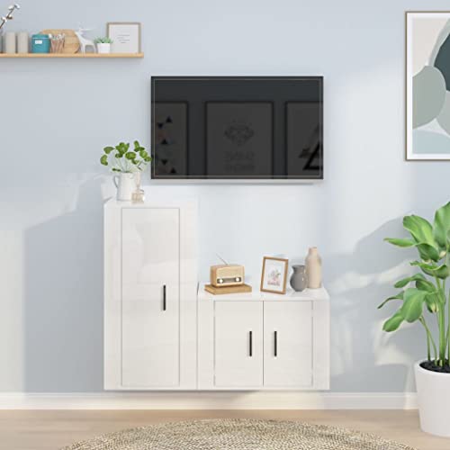 LVHUIDEH 2-TLG. TV-Schrank-Set Hochglanz-Weiß Holzwerkstoff von LVHUIDEH
