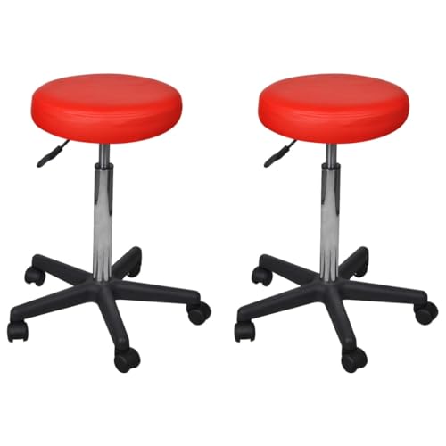 LVHUIDEH 2er Bürohocker Set - Rollhocker höhenverstellbar - 360° Drehhocker - Arbeitshocker | 2XHocker für Wohnzimmer Schlafzimmer Büro, 35.5 x 35.5 x (64-84) cm, Kunstleder von LVHUIDEH