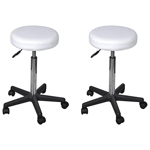 LVHUIDEH 2er Bürohocker Set - Rollhocker höhenverstellbar - 360° Drehhocker - Arbeitshocker | 2XHocker für Wohnzimmer Schlafzimmer Büro, 35.5 x 35.5 x (64-84) cm, Kunstleder von LVHUIDEH