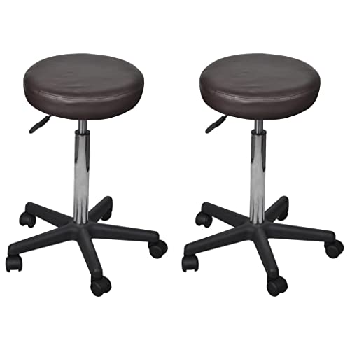 LVHUIDEH 2er Bürohocker Set - Rollhocker höhenverstellbar - 360° Drehhocker - Arbeitshocker | 2XHocker für Wohnzimmer Schlafzimmer Büro, 35.5 x 35.5 x (64-84) cm, Kunstleder von LVHUIDEH