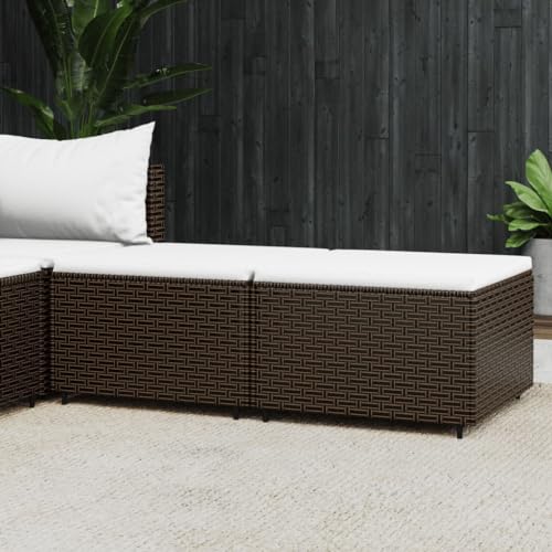 LVHUIDEH 2er Gartenhocker Set - Sitzhocker mit Kissen - Fußhocker - Outdoor Gartenmöbel Set, Hocker Wetterfest, Verstellbare Füße, 55 x 55 x 31 cm, Poly Rattan von LVHUIDEH