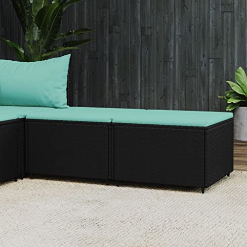 LVHUIDEH 2er Gartenhocker Set - Sitzhocker mit Kissen - Fußhocker - Outdoor Gartenmöbel Set, Hocker Wetterfest, Verstellbare Füße, 55 x 55 x 31 cm, Poly Rattan von LVHUIDEH