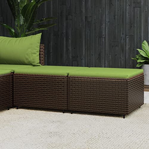 LVHUIDEH 2er Gartenhocker Set - Sitzhocker mit Kissen - Fußhocker - Outdoor Gartenmöbel Set, Hocker Wetterfest, Verstellbare Füße, 55 x 55 x 31 cm, Poly Rattan von LVHUIDEH