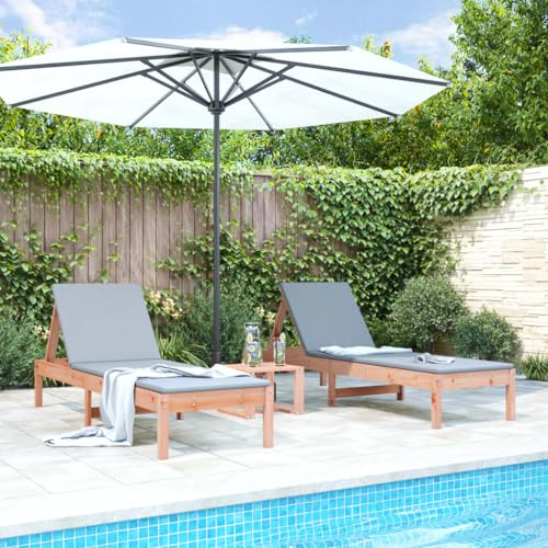 LVHUIDEH 2er Lounge Sonnenliegen Set - Liegestühle - Verstellbare Rückenlehne - Outdoor Gartenmöbel Set, 2X Gartenliege Wetterfest, 199,5 x 60 x 74 cm, Massivholz Douglasie von LVHUIDEH