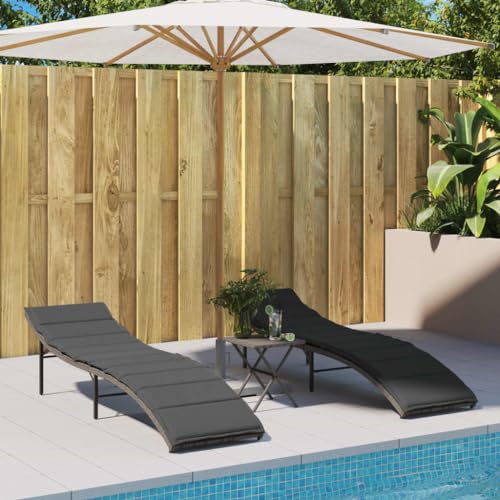 LVHUIDEH 2er Lounge Sonnenliegen Set - Liegestühle mit Auflagen - Outdoor Gartenmöbel Set, 2X Gartenliege Wetterfest, Poly Rattan von LVHUIDEH