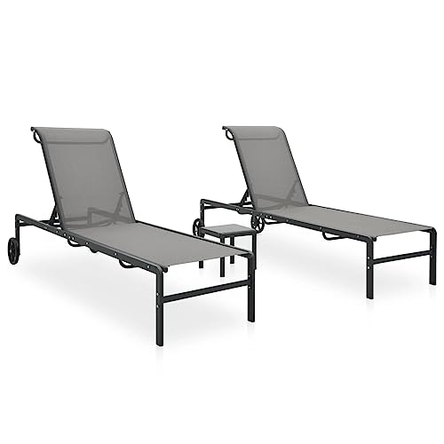 LVHUIDEH 2er Lounge Sonnenliegen Set – Portable Campingstühle mit Tisch - Outdoor Gartenmöbel Set, Verstellbare Rückenlehne, 2X Gartenliege Wetterfest, 208.5 x 59.5 x 38 cm, Textilene und Stahl LVHUIDEH 2er Lounge Sonnenliegen Set – Portable Campingstühle mit Tisch - Outdoor Gartenmöbel Set, Verstellbare Rückenlehne, 2X Gartenliege Wetterfest, 208.5 x 59.5 x 38 cm, Textilene und Stahl von LVHUIDEH