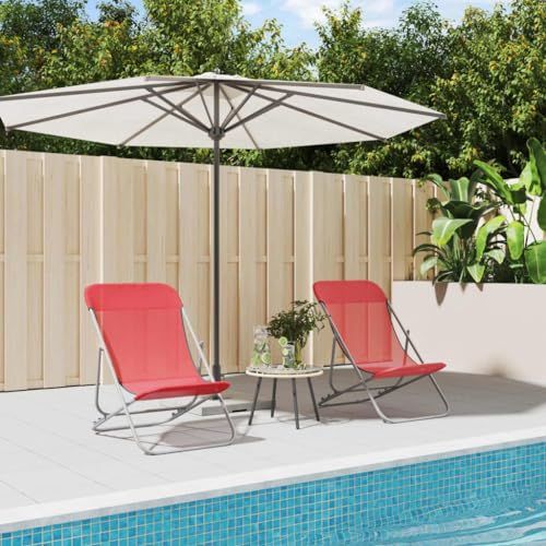LVHUIDEH 2er Lounge Sonnenliegen Set - Portable Klappbar Liegestühle - Strandstühle - Outdoor Gartenmöbel Set, 2X Gartenliege Wetterfest, 85 x 58 x 83 cm, Textilene & Stahl von LVHUIDEH