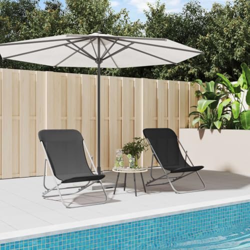 LVHUIDEH 2er Lounge Sonnenliegen Set - Portable Klappbar Liegestühle - Strandstühle - Outdoor Gartenmöbel Set, 2X Gartenliege Wetterfest, 85 x 58 x 83 cm, Textilene & Stahl von LVHUIDEH