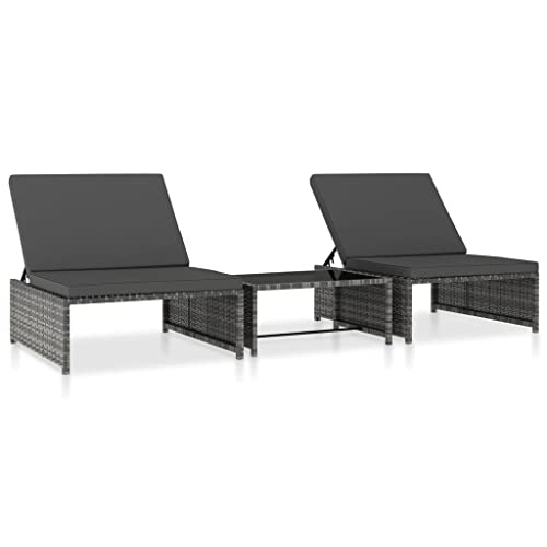 LVHUIDEH 2er Lounge Sonnenliegen Set mit Tisch – Verstellbare Rückenlehne, Outdoor Poly Rattan Gartenmöbel Set, 2X Gartenliege wetterfest LVHUIDEH 2er Lounge Sonnenliegen Set mit Tisch – Verstellbare Rückenlehne, Outdoor Poly Rattan Gartenmöbel Set, 2X Gartenliege wetterfest von LVHUIDEH