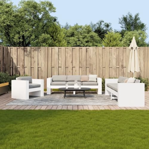 LVHUIDEH 2er Set Gartenmöbel, Garten-Lounge-Set, Sitzgruppe, Wetterfest, Terassenmöbel für Garten Terrasse Balkon, Weiß Massivholz Kiefer von LVHUIDEH