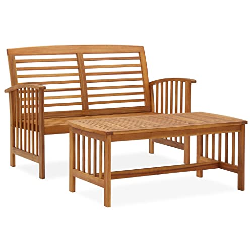 LVHUIDEH 2er Set Gartenmöbel, Garten-Lounge-Set Massivholz Akazie von LVHUIDEH