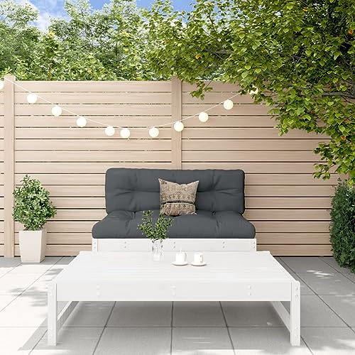 LVHUIDEH 2er Set Gartenmöbel, Garten-Lounge-Set mit Kissen, Sitzgruppe, Wetterfest Balkonmöbel für Garten Terrasse Balkon, Weiß Massivholz von LVHUIDEH