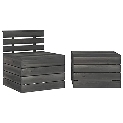 LVHUIDEH 2er Set Gartenmöbel, Garten-Sofagarnitur aus Paletten Kiefernholz Dunkelgrau LVHUIDEH 2er Set Gartenmöbel, Garten-Sofagarnitur aus Paletten Kiefernholz Dunkelgrau von LVHUIDEH