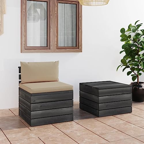 LVHUIDEH 2er Set Gartenmöbel, Garten-Sofagarnitur aus Paletten mit Kissen Kiefernholz LVHUIDEH 2er Set Gartenmöbel, Garten-Sofagarnitur aus Paletten mit Kissen Kiefernholz von LVHUIDEH