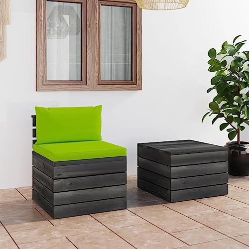 LVHUIDEH 2er Set Gartenmöbel, Garten-Sofagarnitur aus Paletten mit Kissen Kiefernholz von LVHUIDEH