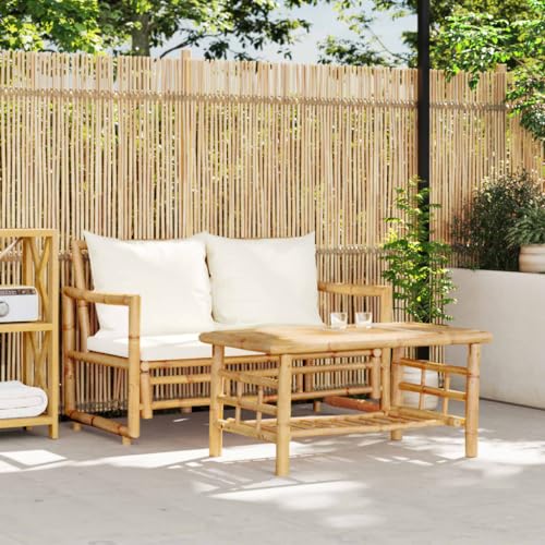 LVHUIDEH 2er Set Gartenmöbel, Garten-Sofagarnitur mit Kissen Bambus von LVHUIDEH