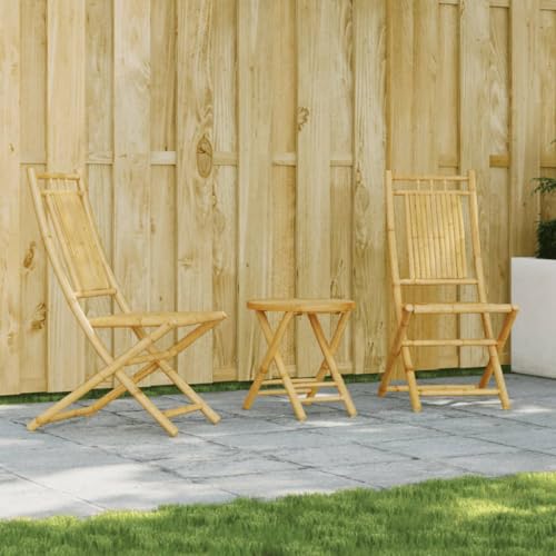 LVHUIDEH 3er Set Gartenmöbel, Bistro-Set, Sitzgruppe, Wetterfest, Terassenmöbel für Garten Terrasse Balkon, Bambus von LVHUIDEH