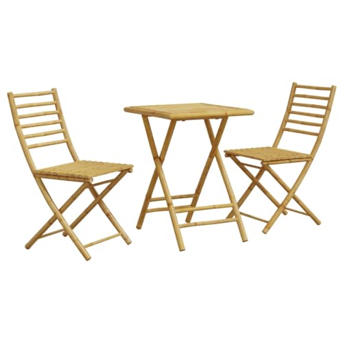 LVHUIDEH 3er Set Gartenmöbel, Bistro-Set, Sitzgruppe, Wetterfest, Terassenmöbel für Garten Terrasse Balkon, Bambus von LVHUIDEH