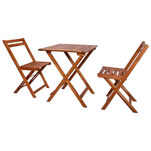 LVHUIDEH 3er Set Gartenmöbel, Bistro-Set, Sitzgruppe, Wetterfest, Terassenmöbel für Garten Terrasse Balkon, Klappbar Massivholz Akazie von LVHUIDEH