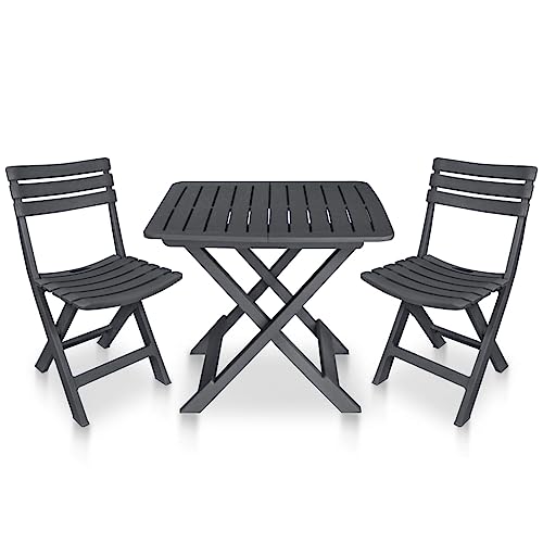 LVHUIDEH 3er Set Gartenmöbel, Bistro-Set Klappbar Kunststoff Anthrazit LVHUIDEH 3er Set Gartenmöbel, Bistro-Set Klappbar Kunststoff Anthrazit von LVHUIDEH