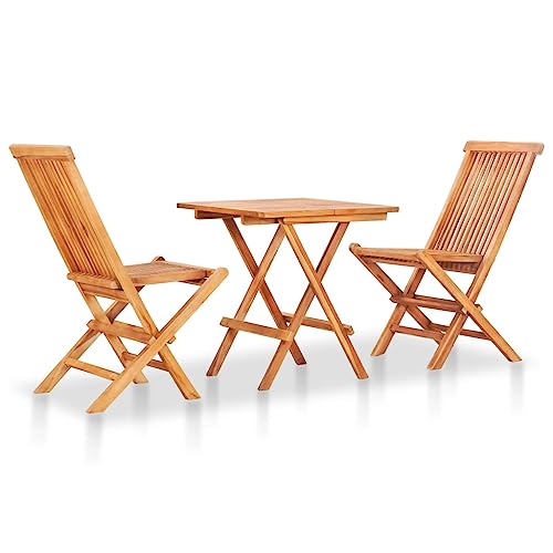 LVHUIDEH 3er Set Gartenmöbel, Bistro-Set Klappbar Teak Massivholz von LVHUIDEH