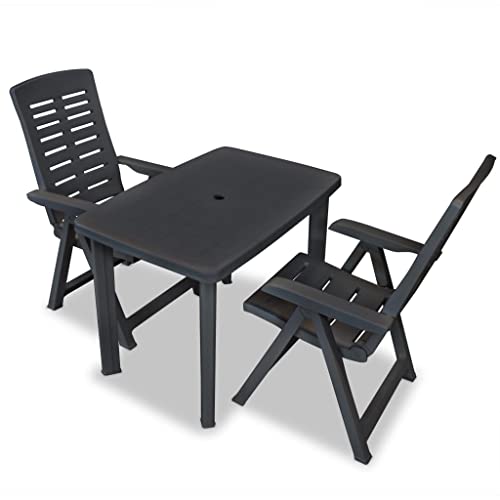 LVHUIDEH 3er Set Gartenmöbel, Bistro-Set Kunststoff Anthrazit LVHUIDEH 3er Set Gartenmöbel, Bistro-Set Kunststoff Anthrazit von LVHUIDEH