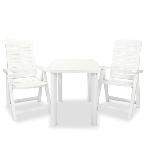 LVHUIDEH 3er Set Gartenmöbel, Bistro-Set Kunststoff Weiß von LVHUIDEH